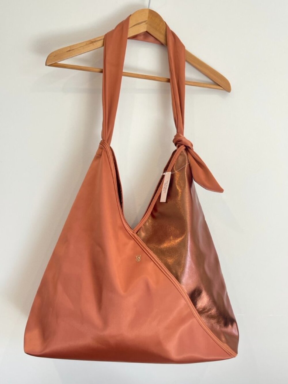 NWT Victoria's Secret Bare Nectar Slouchy Tote Bag Metallic Bronze Rose Gold